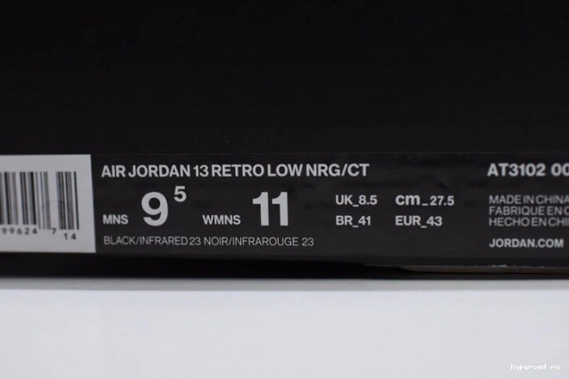 Clot Jordan Low Air Black Infrared AT3102-006 x 13 0903
